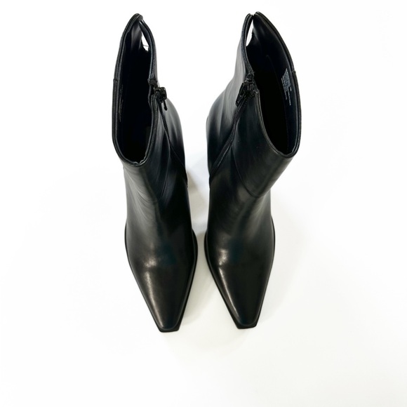 Steve Madden Black Leather Snip Toe Western Heeled Boots Booties Womens 10 New - Picture 2 of 10